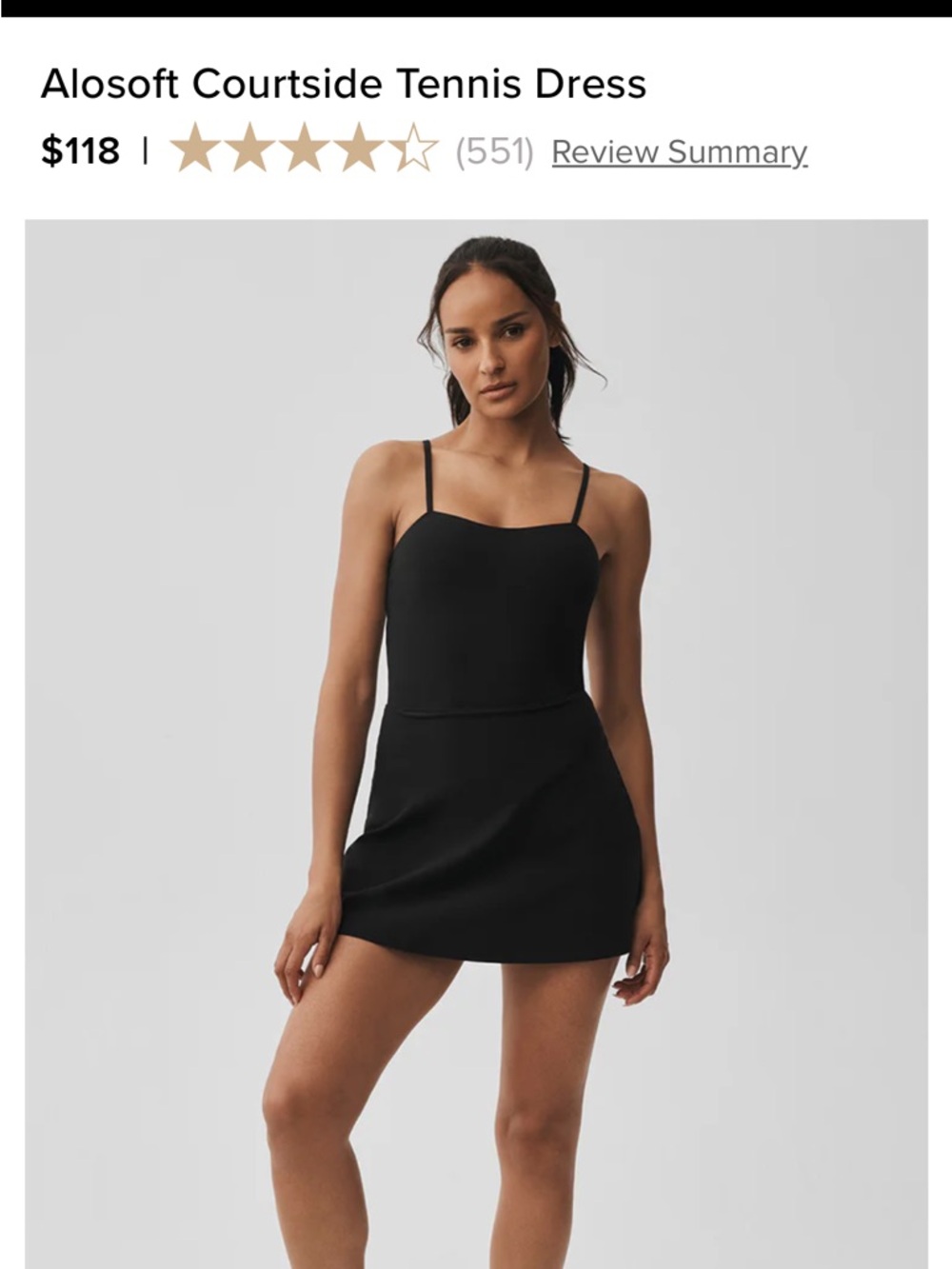 ALO Yoga Black Alosoft Courtside Tennis Mini Dress